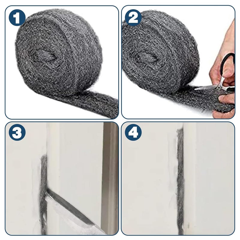 Mcvomv Steel Wool for Rodent Control Steel Wool Mice Control Pads Steel Wool Rodent Barrier Kit Gap Blocker Fill Fabric for Holes Holes/Siding/Pipeline/Vents 4 Pack - Image 4